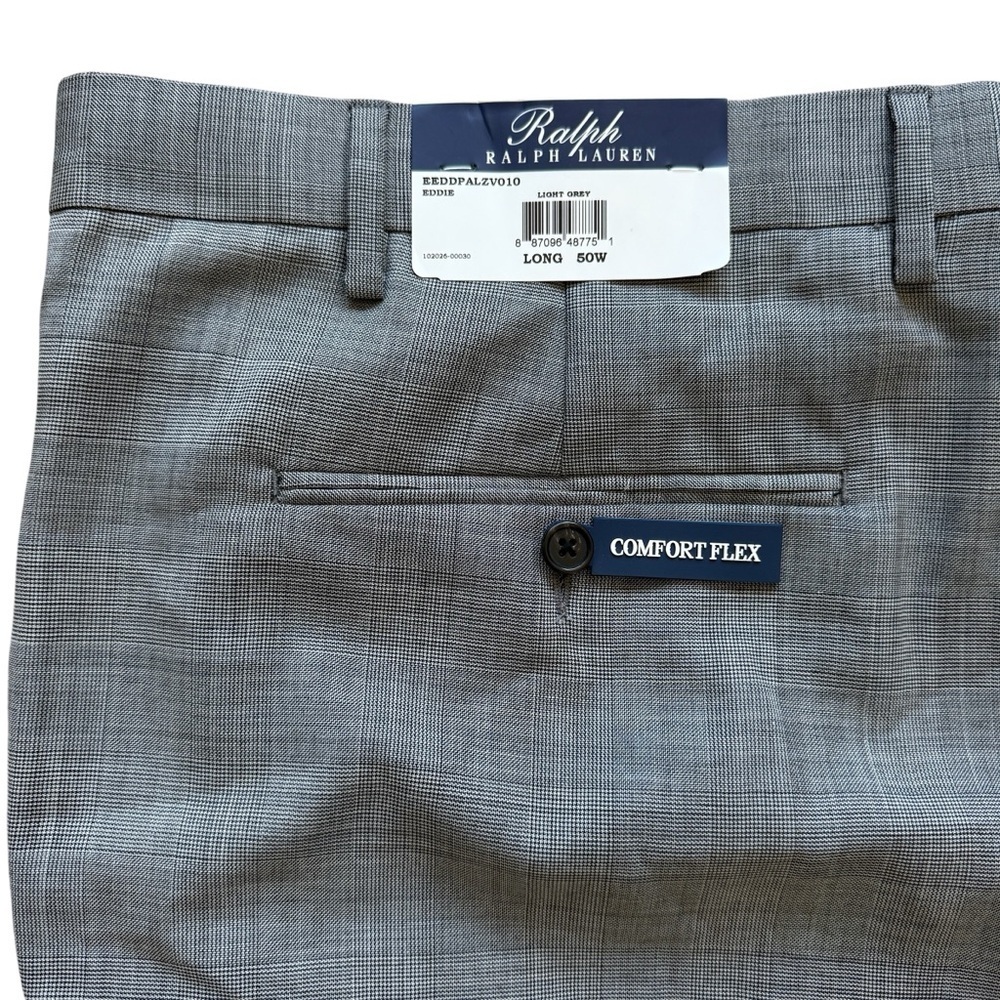 Ralph Lauren Men's Big & Tall Dress Pants 50L Flat Front Glen Plaid Wool Blend - Picture 4 of 8